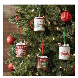 The Pioneer Woman Mug Christmas Ornament Bundle, 4 Count